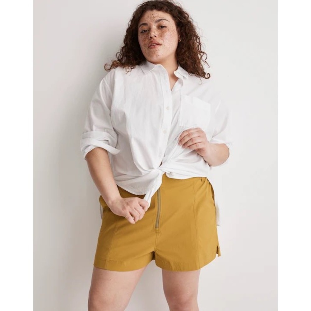 Madewell MWL Womens XL Zip Front Tapered Shorts Citrus Lime Green Ripstop